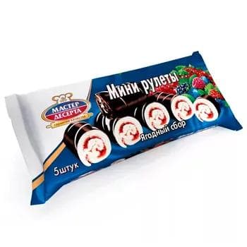 Mini keks ruletlar "Мастер Десерта" ir-iýmiş tagamly, 175 gr (5 sany)