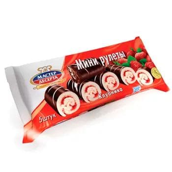 Mini keks ruletlar "Мастер Десерта" ýertudana tagamly, 175 gr (5 sany)