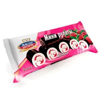 Mini keks ruletlar "Мастер Десерта" malina tagamly, 175 gr (5 sany)