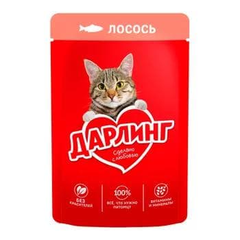 Uly pişikler üçin çygly iýmit "Дарлинг" lososly sously, 75 gr