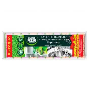 Gap-gaç ýuwmak üçin uniwersal gubka Master FRESH XL, (dürli reňkli) 10 sany