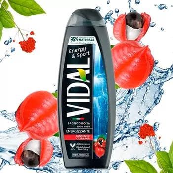 Duş üçin geli we şampun Vidal "Energy & Sport", 250 ml