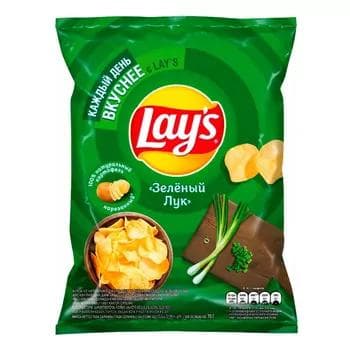 Ýeralmadan çipsi Lay's "Зеленый лук" (Russiya), 70 gr