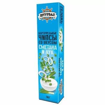 Ýeralmadan çipsy "Штурвал" süzme we sogan, 50 gr