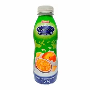 Içilýän ýogurt Alpenland şetdaly we marakuyýa, 1.2%, 420 gr