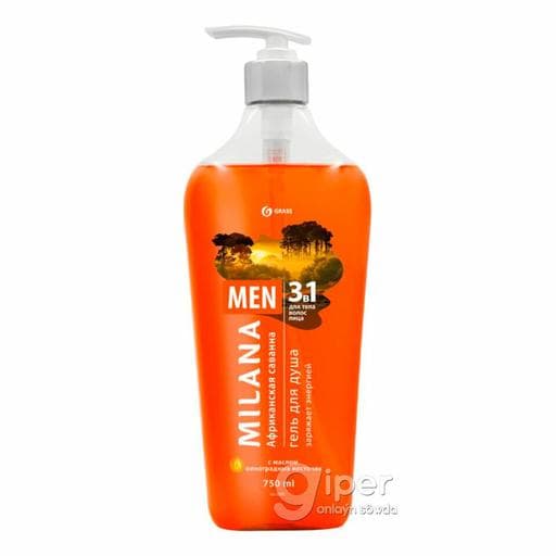 Duş geli 3x1 erkekler üçin Grass Milana Men "Африканская саванна" 750 ml