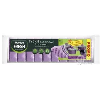 Master FRESH  "Super Strong Fiber"  gap-gaç ýuwmak üçin uniwersal gubka XL- размер, 10 sany
