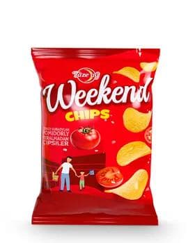 Ýeralmadan çipsiler Täze Aý "Weekend" pomidorly, 90 gr