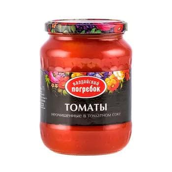 Pomidor şiresinde gabygy aýrylmadyk pomidorlar "Валдайский погребок", 720 ml