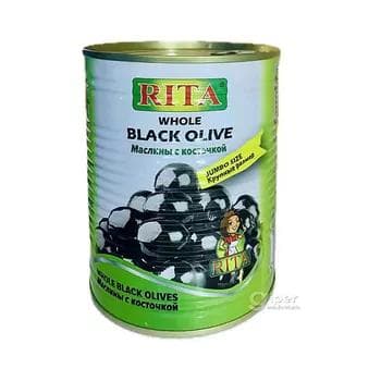 RITA "Whole Black Olive" däneli gara zeýtun  825 gr
