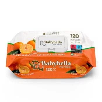 Влажные салфетки "Babybella" мандарин, 120 шт