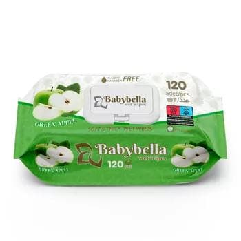 Влажные салфетки "Babybella" яблоко, 120 шт
