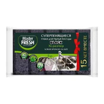 Gap-gaç ýuwmak üçin gubka Master Fresh "Black" XL, 5 sany