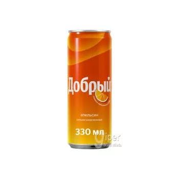 Безалкогольный cильногазированный напиток со вкусом aпельсинa "Добрый" 330 мл