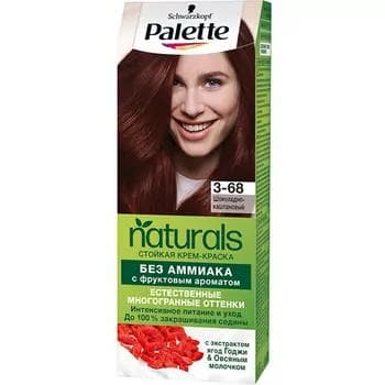 Saç üçin krem-kraska Palette Naturals (3-68) Şokolad-kaştan, 50 ml