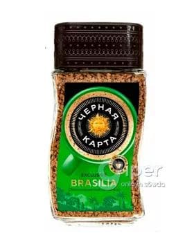 Tebigy ereýän kofe Черная Карта "Brasilia" çüýşe gapda, 95 gr