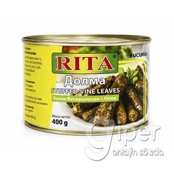 Üzüm ýapragyndan dolama tüwi bilen Rita "Stuffed Vine Lives" 400 gr