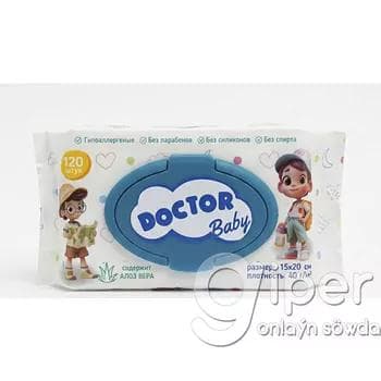 Çygly salfetkalar çagalar üçin Agree "Doctor Baby" 120 sany