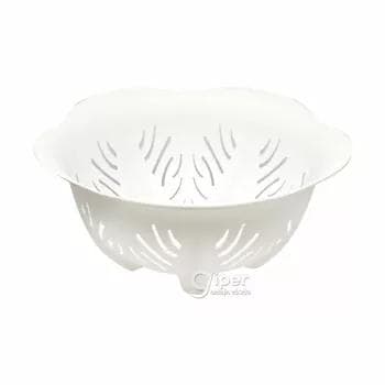 Süzgüç aşhana üçin plastmassa gül şekilli 25x25 sm, ak