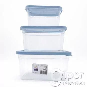 Gapakly plastik konteýner toplumy iýmit üçin "Rectangle Storage" 3 sany