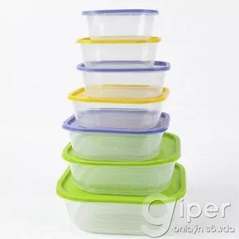 Gapakly plastik konteýner toplumy azyk üçin "PRBOX SQUARE" 7 sany
