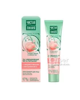 Ýüz üçin krem komfort Чистая линия ''С пребиотиками и Витамином Е" ähli deri görnüşleri üçin , 40 ml