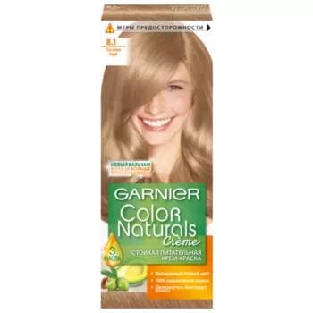 GARNIER Color Naturals saç üçin durnukly iýmitlendiriji krem-kraska, 8.1 Çägeli kenar