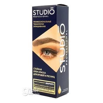 Studio Professional gaşlar we kirpikler üçin uzak wagt durujy krem-boýag, grafit, 50 ml